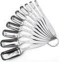 FANGSUN Narrow Measuring Spoons Set of 10, Heavy-Duty Stainless Steel Measuring Spoons with Long Handles & Engraved Measurements, Fits in Spice Jars, for Baking & Cooking