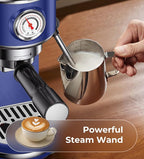 atatix 20 Bar Espresso Machine with Milk Frother, Compact Espresso Maker, Stainless Steel Coffee Machine with Precise Temp Control & 44oz Removable Water Tank for Latte, Cappuccino, Dark Blue