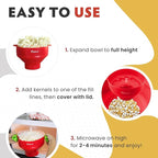 The Original Salbree Collapsible Silicone Microwave Popcorn Popper Maker Machine, Microwavable Bowl Holds 16 Cups, Uses Hot Air and Oil Always Optional - The Most Colors Available (Blue)
