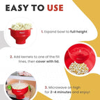 The Original Salbree Collapsible Silicone Microwave Popcorn Popper Maker Machine, Microwavable Bowl Holds 16 Cups, Uses Hot Air and Oil Always Optional - The Most Colors Available (Pink)