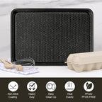 Wildone 2 Pack Half Sheet Baking Pans, Honeycomb Embossed Nonstick Baking Sheet 17.5x12 In, Thicker Carbon Steel Cookie Sheet, Even Heating & Warp Resistant, Black