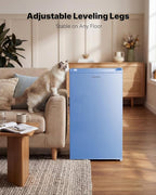 Upstreman 3.2 Cu.Ft Mini Fridge with Freezer, Single Door Mini Fridge, Dorm Fridge, Adjustable Thermostat, Mini Refrigerator for Bedroom, Office, Dorm, Blue-BR321