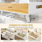 Urackify Dish Drying Rack for Kitchen Counter - Stainless Steel & Bamboo Dish Rack with Large Removable Utensil Holder, Dish Drainer with Adjustable Automatic Spout, White