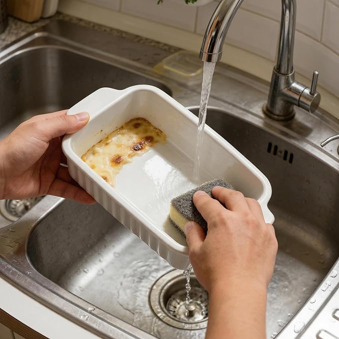Small Casserole Dishes for Oven - 30 Oz Ceramic Baking Dish with Handles - 9x5 Rectangular Mini Bakeware for Lasagna, Au Gratin, Meal Prep - Portion Control & Personal Serving, Set of 2