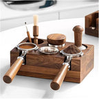 Walnut Wood Coffee Filter Holder, Espresso Tamper Mat Stand, Coffee Maker Support Base Rack, Barista Accessories(2PCS)