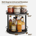 YATINEY Lazy Susan Organizer, Rotating Spice Rack, 2 Tier Spice Turntable Organizer, Industrial Turntable Spice Holder, for Kitchen Countertop and Cabinet, Compact and Versatile, Black SR22BK