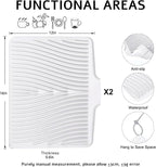 TIKNIK Silicone Dish Drying Mat, Stone Drying Mat for Kitchen Counter with Built-In Drain, Non-Slip Drain Pad with Built-in Drain, Heat Resistant Stone Drying Mat, Hangable, White-2pcs, 16" x 12"