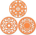 ME.FAN Trivets for Dishes/Pots/Pans, 3 Pcs Silicone Mats, Flexible/Durable/Non Slip Hot Pads to Protect Table and Counter Top (Orange)