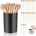 100 Pcs Soccer Coffee Stir Sticks and Holder Coffee Stirrers Wood 6 Inch Soccer Swizzle Sticks Tea Stirrers Disposable Round End Cocktail Stirrers Black Coffee Stirrers Holder for Soccer Party Favors