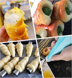 30 Pack Cannoli Horn Form Set, Large Stainless Steel Canolis Tubes Moulds Cannoli Kit for Baking Cannoli, Croissant Shell, Cream Roll Dessert, Safety Filled Edges
