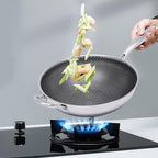 Wok Pan with Lid - 12 Nonstick Wok, Flat Bottom Chinese wok for Electric, Induction and Gas Stoves