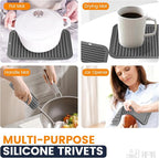 Silicone Trivet Mats 4 Heat Resistant Pot Holders Multipurpose Non-Slip Hot Pads for Kitchen Potholders, Drying mat, Jar Opener, Spoon Holder, Coaster.(Warm Gray)