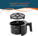 Elite Gourmet EAF1121 Personal 1.1 Qt. Compact Space Saving Electric Hot Air Fryer Oil-Less Healthy Cooker, Timer & Temperature Controls, 1000W