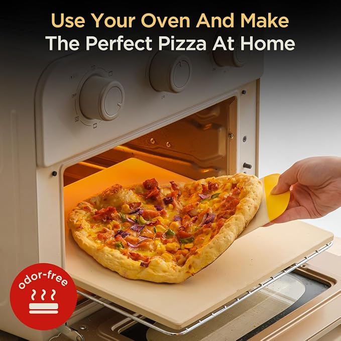 Pizza Stone for Oven and Grill, Heavy Duty Cordierite Baking Pan, Square Baking Stone for Bread, Cookie, 12x12 Inch
