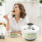 Salad Spinner Large, Lettuce Spinner, Fruits and Vegetables Washer with 4 Blades Slicer, One-handed Easy Press Large Vegetable Dryer Salad Mixer, 5 Quart Capacity, Grey