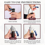Waiters Corkscrew Wine Opener - Double-Hinged Fulcrum 3-In-1 Cork Screw Wine Bottle Opener Heavy Duty Stainless Steel & Sapphire Resin. Serrated Foil Cutter. Beer Opener. Magnetic Gift Box