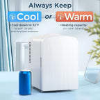 Antarctic Star Compact Refrigerator,Small Cooler for Cosmetics, Beverage and Food,Portable Mini Fridge,Skin Care 4L Capacity/6 Cans, Cooler and Warmer for Bedroom, Car, Office & Dorm,White