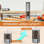 Electric Salt and Pepper Grinder Set Rechargeable, Automatic Salt and Pepper Shakers Mills External Adjustable Coarseness, Kitchen Gadgets, Stocking Stuffers Christmas Cooking Gifts for Men Women