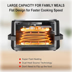 Pizza Oven & Air Fryer, 4.5QT 11-in-1 Flat Airfryer with Superior Top and Bottom Airflow Tech, Digital Display, Large Viewing Window, Grill Plate, Up to 32 Chicken Wings / 11" Pizza Capacity