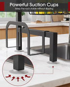 Sakugi Over The Sink Dish Drying Rack - Adjustable 3 Tier XX-Large Capacity Stainless Steel Drainer with Cutlery & Utensil Holders, Kitchen Storage & Organization, 31.5"-39.5"L x 12"W x 30.5"H, Black