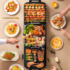 AORAN Smokeless Electric Hot Pot & Grill Combo, Large 9.5"x29" Non-Stick Design, 3 Adjustable Heat Levels, Easy to Clean，Includes Brushes, Tongs & Paper