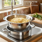 18/8 Stainless Steel Strainer and Colander for Kitchen, Pasta Strainer with Handle, Metal Colander for Spaghetti, Rice, Fruit, Vegetables, Noodles and Eggs, Collander and Sieve （3QT）