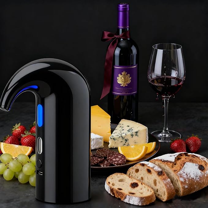Electric Wine Aerator Dispenser Set – Automatic Wine Decanter & Pourer with LED Display, 200ml Smart Pour Control, Rechargeable Wine Pump & Stopper, Perfect Christmas Gifts for Wine Lovers