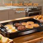 Cleansnap Everyday Electric Griddle, 20” Nonstick Grill with Foldable Anti-Mess Shield, 1700W Fast Heating, ILAG Ultimate Coating, Dishwasher-Safe Removable Plate, Midnight Black