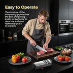 Narcissus Knife Sharpener, Diamond Abrasives Electric Knife Sharpener for Stainless Steel and Ceramic Knives, with Scissors Sharpener & Metal Dust Collection Box, Quick Sharpening & Polishing, Silver