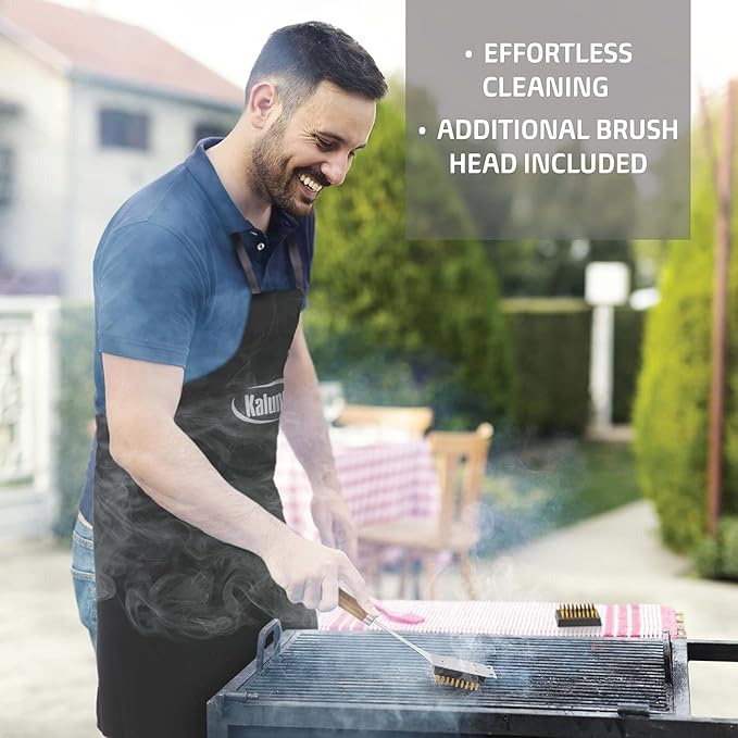 Kaluns Grilling Accessories, Dad Gifts for Fathers Day, Mothers Day Grilling Gifts, Heavy Duty Stainless Steel BBQ Tool Set for Outdoor Grill with Aluminum Case and Apron, Birthday Gifts for Men