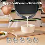 6 Quart Nonstick Stock Pot with Lid, BEZIA PFAS-Free Ceramic Soup Pot, Multipurpose Pasta Pot with Strainer Lid, Induction Cooking Pot, Silicone Handle, Compatible with All Cooktops, Dishwasher Safe