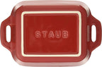 STAUB Rectangular Dish, Cherry 5.5 x 4.3 inches, Ceramic Au Gratin Dish, Oven & Microwave Safe