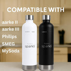FIZZIT Black Stainless Steel Carbonation Bottle | Compatible with Some Soda Makers | Reusable Sparkling Water Bottle, Dishwasher Safe, BPA-Free (SSB-B)
