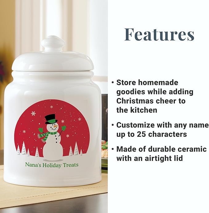 Let's Make Memories Personalized Christmas Fun Cookie Jar - For Her - Kitchen Christmas Décor