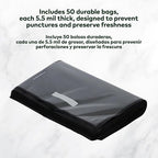 Vacuum Seal Bags 15" x 20" (50 Count) 5.5 Mil (Black and Clear) - BPA Free Commerical Grade Food Saver for Storage, Sous Vide, and Meal Prep Sealer Bag