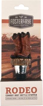Foster & Rye Cowboy Boot Bottle Stopper, Rustic Western Bottle Topper for Whiskey, Bourbon, and Wine, Great for Holidays, Weddings, and Housewarmings, Perfect Gifts for Men & Women, Set of 1