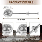 Stainless Steel Tea Strainer,Tea ball Strainers for Loose Tea,Loose Leaf Tea Steeper Fine Mesh Strainer Reusable，Tea Infuser One-Hand Operated Spring-Loaded