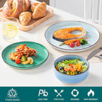 vancasso Bonita Dinnerware Sets 18 Pieces, Blue Stoneware Dishes Set for 6, Plates Set and Bowls Sets, Dishwasher and Microwave Safe