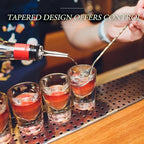 48 Pcs CHENGU Stainless Steel Bottle Pourers Tapered Liquor Pourers with Rubber Dust Caps Tapered Spouts Set Bar Supplies Vinegar Bottle Dispenser Wine Liquor Spout for Oil Beer Drink Water (Silver)