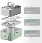 BUYDEEM G52 5.3 Quart Electric Food Steamer for 2-4 Servings, Vegetable Steamer for Cooking, 2-hour Keep Warm, 7 Preset Timings, Dual Boil-Dry Protection, Stainless Steel, Cozy Greenish