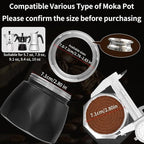 Coffee Tamper for 4 Cups to 6 Cups Moka Pot, 304 Stainless Steel Espresso Dosing Funnel Set, Coffee Distributor Leveler Compatible with Italian Espresso Stovetop Moka Pot, Silver