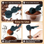 2Pcs Coffee Scoop & Funnel for Reusable K-Cup Pods, 2Tbsp Dosing Spoon, 51mm Espresso Tamper, BPA-Free PCTG, Dishwasher Safe, for Espresso Machines, Coffee/Protein Powder, Jade Green, 2 Models A&B