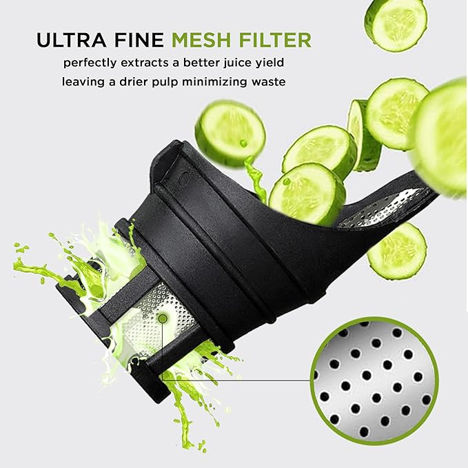 Cold Press Juicer Machine | 3 Inch Wide Chute | High Nutrition & Juice Yield | 3 Juicer Modes | Easy to Clean | Slow Masticating Juicer for Vegetables and Fruits [Black]