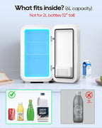 BEICHEN Mini Fridge,6 Liter / 8 Can Small Fridge for Bedroom, Car, Office & Dorm, 110V AC/DC Portable Thermoelectric Cooler & Warmer for Skincare, Food, Drinks, White