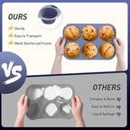 Socisen 2 Pack 6 Cups Jumbo Muffin Pan with Metal Reinforced Frame Silicone Molds Egg Bites Silicone Circle Cookie Molds Extra Large Muffin Tin Jumbo Tart Pans Baking Sheet Set for Sandwiches