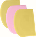 SURDOCA Dough Scraper Bench Scraper - 3P 9.5x6.1" Plastic Flexible Bowl Scraper, Sharp Edge & Angles Cake Scraper. Non-Slip Bakeware Decorating Tools Sculpting & Modeling Tools - Yellow+Pink+Yellow