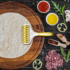 Orblue Pizza Dough Docker, Pastry Roller with Spikes, Pizza Docking Tool for Home & Commercial Kitchen - Pizza Making Accessories that Prevent Dough from Blistering, Yellow
