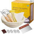 Dimpola Banneton Bread Proofing Basket Banneton Basket Set Sourdough Proofing Basket Round Proofing Bowls Handmade Rattan Baskets and Liners (Round of 1 Gift Set)