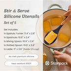 Starpack 'Stir & Serve' Silicone Cooking Utensils Set (5 Pcs) - 10.5" - Kitchen Utensil Set Heat Resistant to 600°F - Kitchen Utensils for Nonstick Cookware - Silicone Utensil Set for Mixing & Cooking