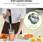 Bonsenkitchen Hand Blender, Immersion Blender with 2 Mixing Speed, Electric Handheld Mixer Portable Stick Mixer with Stainless Steel Blades for Soup, Smoothie, Puree, Baby Food